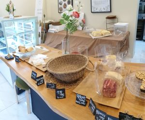 counter is a bit bare but many items were still cooling down on rack at Bonne Vie - 본비 비건 베이커리 in Gyeonggi-do