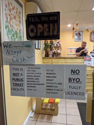 Front door is not very vegan friendly, despite vegan options being available on the menu at Thai On The Island in Cowes