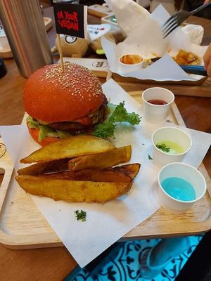 Classic burger at I'm Your Vegan in Chiang Mai