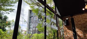 Interior-windows and slogan at I'm Your Vegan in Chiang Mai