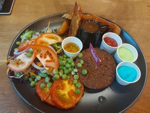 Steak platter at I'm Your Vegan in Chiang Mai