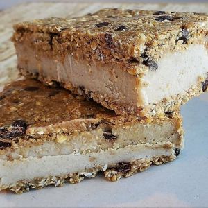 Frozen vegan treats 
Cookie Dough NIce Cream Sandwich  at Plantonic Cafe in Hartford