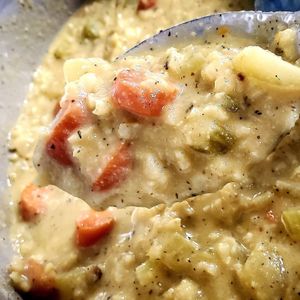 Fresh Soups 
Cauliflower Cashew Stew  at Plantonic Cafe in Hartford
