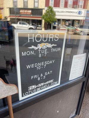 Hours posted   at Plantonic Cafe in Hartford
