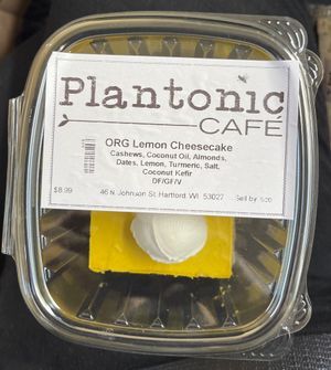 Org lemon cheesecake   at Plantonic Cafe in Hartford