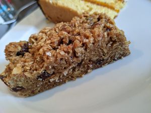 Vegan flapjack at The Old Barn Coffee Shop in Auchtermuchty