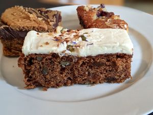 Vegan carrot cake at The Old Barn Coffee Shop in Auchtermuchty