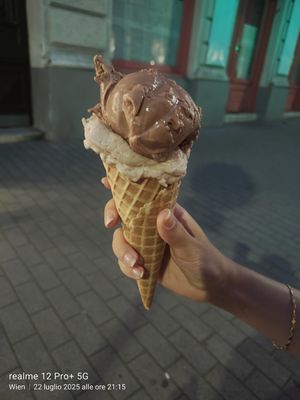 Cinnamon and oats + chocolate at Veganista Ice Cream XI in Vienna
