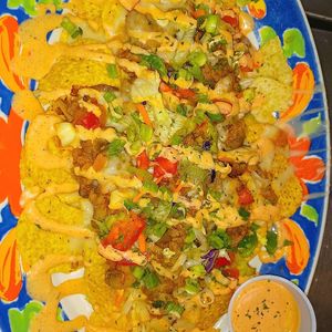 Vegan Philly cheesesteak nachos  at Kales Kitchen  in Houston