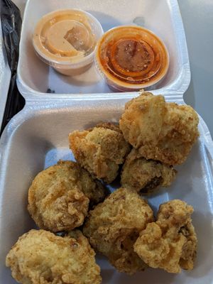 Cauliflower nuggets & sauce at Kales Kitchen  in Houston