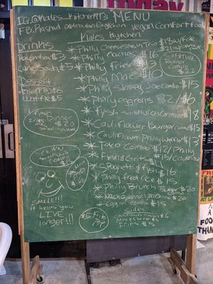 Menu board at Kales Kitchen  in Houston