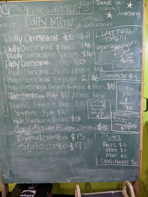 Menu board for Thursday. at Kales Kitchen  in Houston