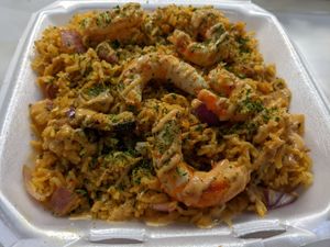 Vegan shrimp fried rice. With vegetables you can actually see & taste. Limited availability. at Kales Kitchen  in Houston