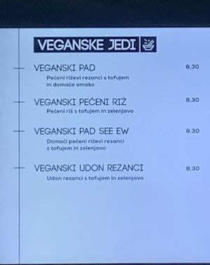 Vegan menu at Chuty's - Aleja Siska in Ljubljana
