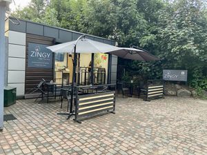 Exterior. Located at the end of a street with small restaurants just before the tunnel under the train tracks   at Zingy smaki Mauritiusa in Gdansk