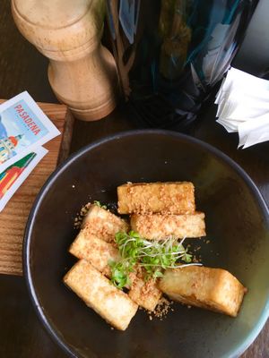 Fried tofu as an appetizer  at Azaza in Tula