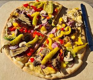Vegan Pizza. Sehr lecker!!! at Brauhaus am Kreuzberg in Hallerndorf