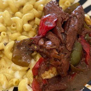 Spicy jerk style chickn & oh my mac at Garden of Vegan in St Albans