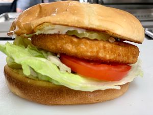 Chik’n Patty Sammy.  at Curbside Comforts in Gorham