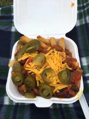 Chili cheesy fries at Curbside Comforts in Gorham