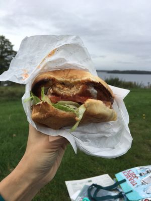 Buffalo chik sando at Curbside Comforts in Gorham