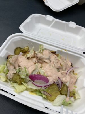 Comfort burger Mac and cheese  at Curbside Comforts in Gorham