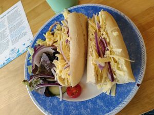 Vegan cheese panini with vegan coleslaw (August 2025) at Cardigan Island in Gwbert