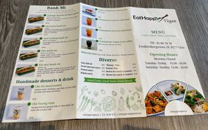 English menu at EatHappy Vegan in Oslo