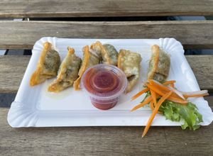Fried dumplings   at EatHappy Vegan in Oslo