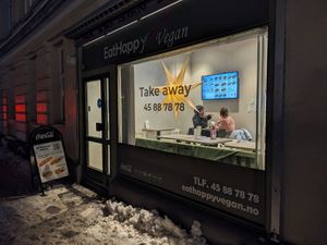 Shopfront at EatHappy Vegan in Oslo