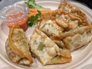 Fried dumplings at EatHappy Vegan in Oslo
