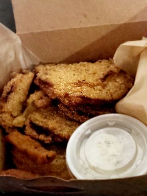 Fried green tomatoes  at Underground Vegan in Birmingham