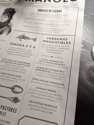 menu at Celso Y Manolo  in Madrid