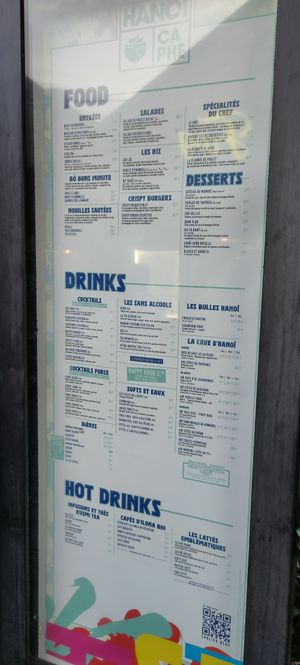 Menu at Hanoï Cà Phê - Bercy in Paris