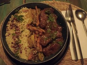 Orange Seitan at El Armadillo Mazunte in Mazunte