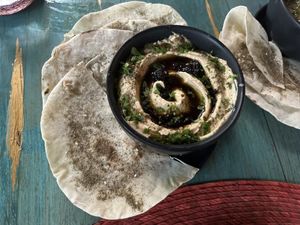 Armadillo Hummus. Delicious!  at El Armadillo Mazunte in Mazunte