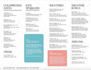 Cafe Menu at Plant Lyfe in Toronto