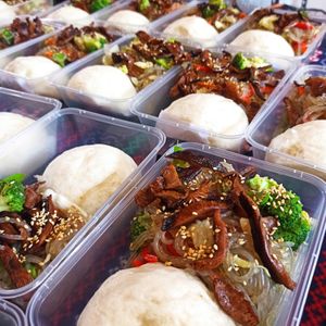 Japchae and Steamed bun siopao at Veggie Food Mob in San Fernando Pampanga