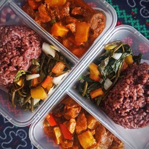 Menudo and Camote tops enchilada at Veggie Food Mob in San Fernando Pampanga