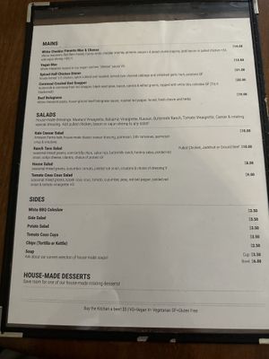 Menu  at Bare Bones in La Porte