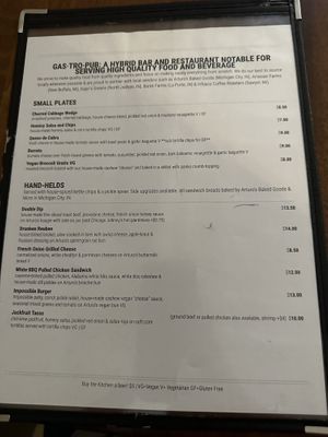Menu  at Bare Bones in La Porte