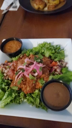 Jackfruit Salad...O.M.G. This was the BEST vegan restaurant meal I've possibly ever had! Very accommodating to dietary requirements. Superb wait staff (and chef!)  Highly recommend at Bare Bones in La Porte