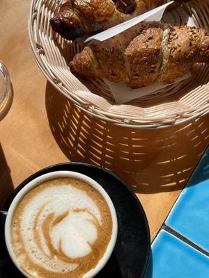 soy cappucino and vegan croissants at D'Angelo Caffè & Gastronomia in Rome