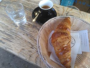 Vegan croissant and espresso at D'Angelo Caffè & Gastronomia in Rome