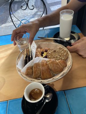 Vegan cornetti and crocanti (left and front)   at D'Angelo Caffè & Gastronomia in Rome