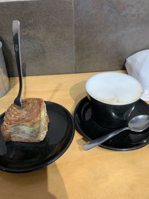 Vegan Rosetta and soy cappuccino   at D'Angelo Caffè & Gastronomia in Rome