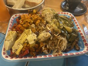 Plate full of delicious veggies (only 8 euro!)  at D'Angelo Caffè & Gastronomia in Rome