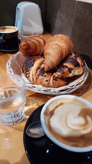 Cappucino and cornetti at D'Angelo Caffè & Gastronomia in Rome