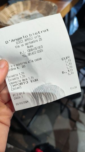 2 cornettos and 1 soy milk cappuccino at D'Angelo Caffè & Gastronomia in Rome