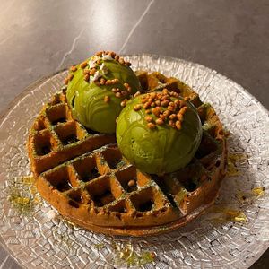 Matcha °1 & °2 over dairy-free waffles  at Hvala - Craig Rd in Central Singapore